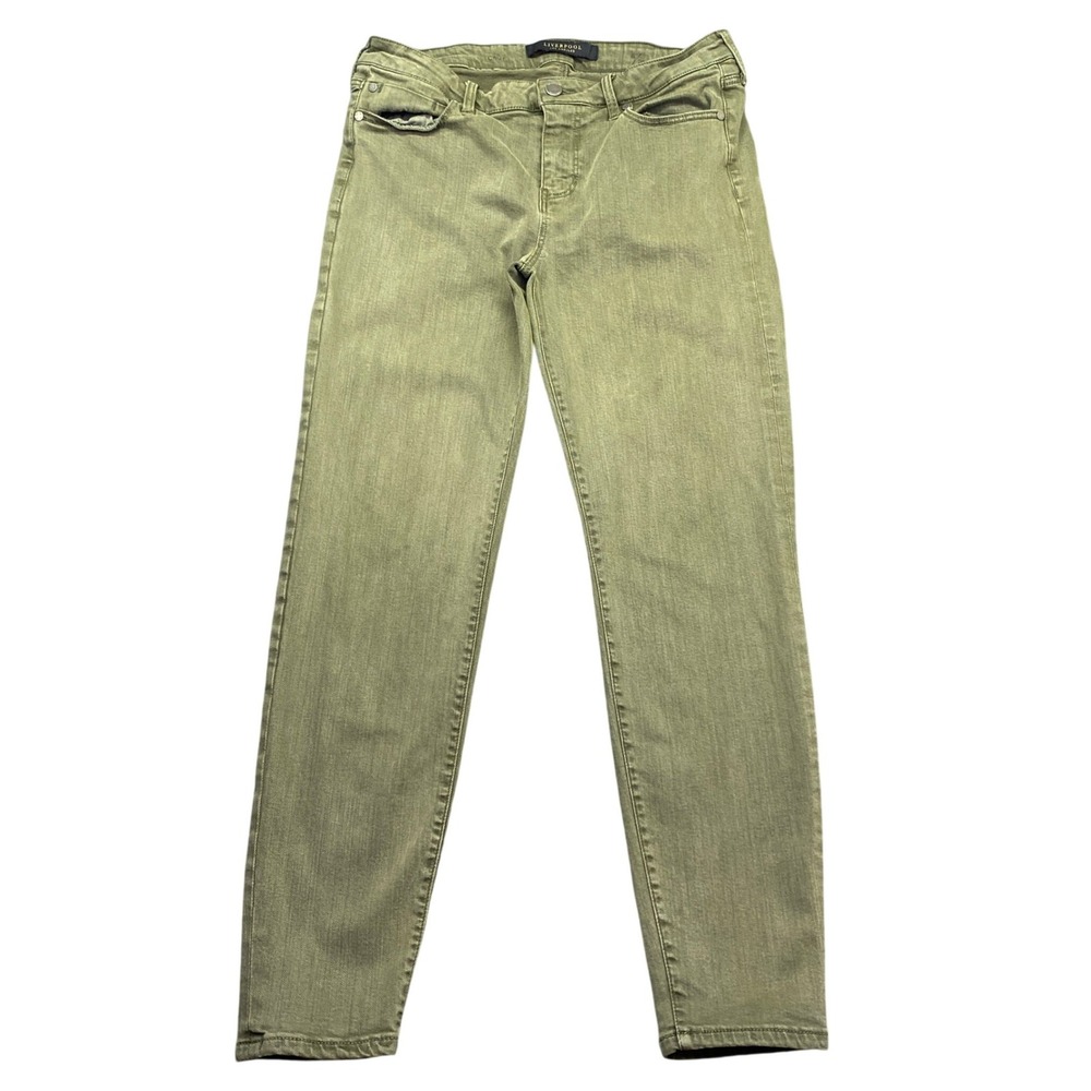 Liverpool Los Angeles The Crop Skinny Jeans Olive Green Size 8/29 Stretch Denim